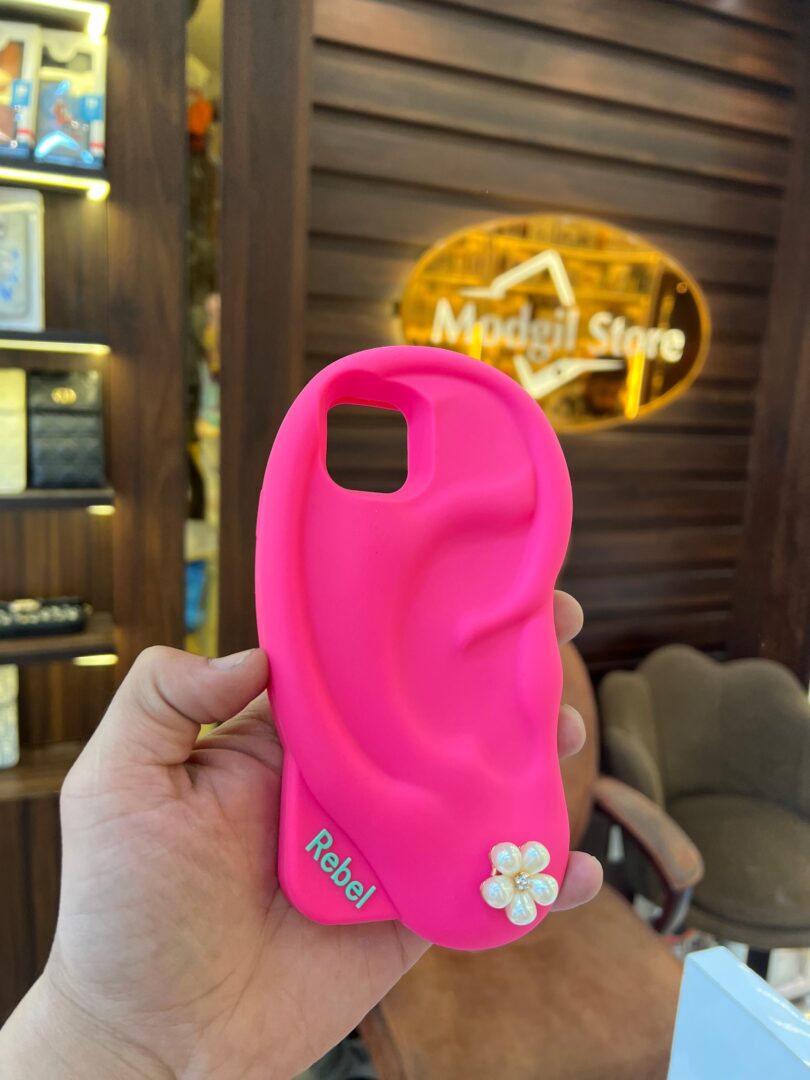 Pink ear with earring case