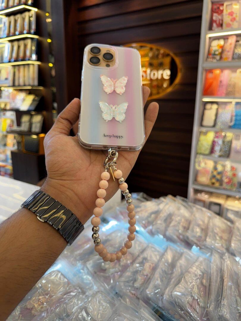 3D butterfly glossy case with charm