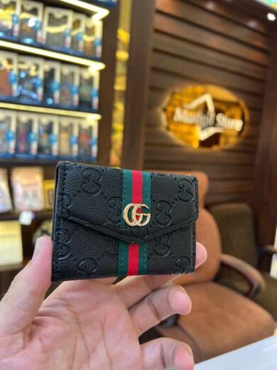 Card holder (embossed black GG red strap edition)