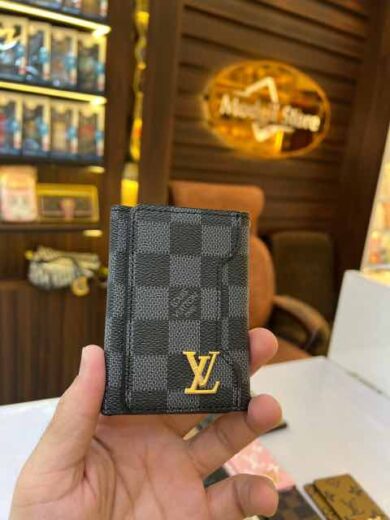 Three fold card holder LL.v(black check edition)