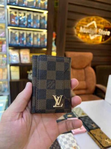 Three fold card holder LL.v(brown check edition)