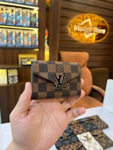 Brown LL.v check card holders with extra pocket