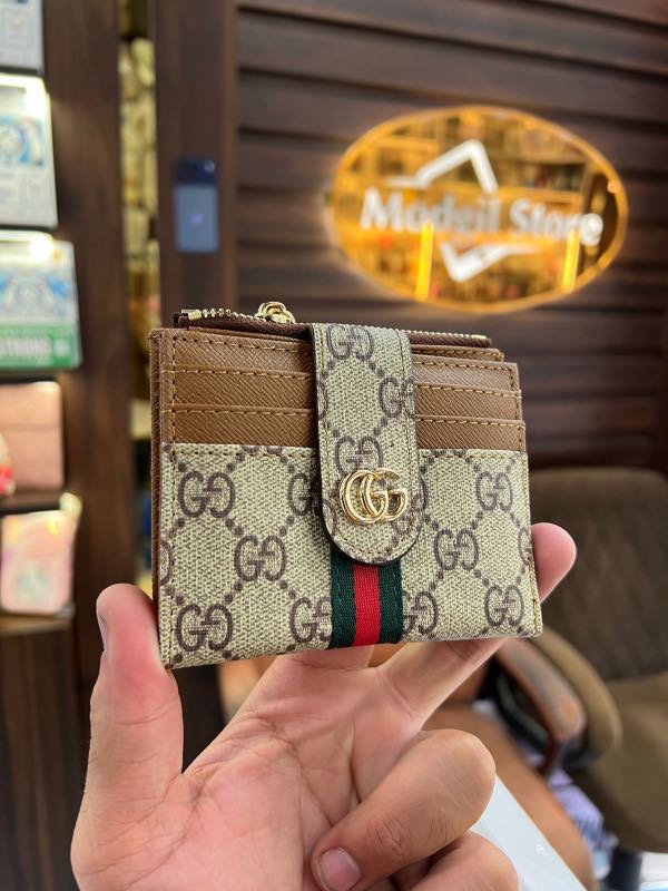 Card holder zipper GG (Light brown)