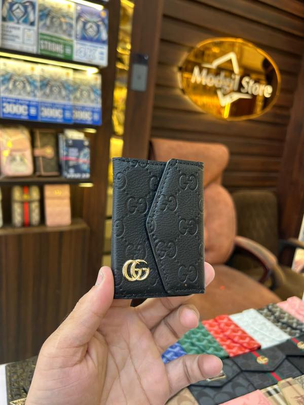 GG leather texture card holder