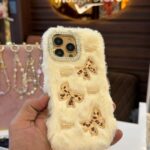 Cream Furry bow case