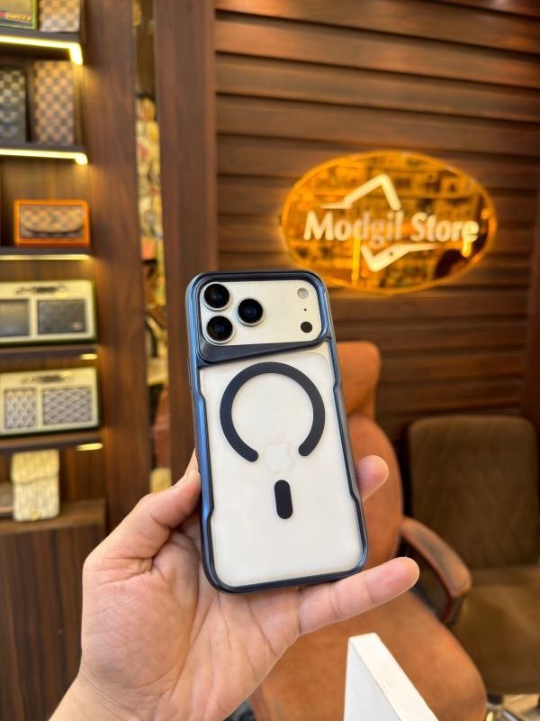 Metal border transparent case (Blue)